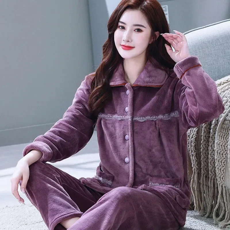 Thicker Pijama Sets Flannel Coral Set Warm Winter Velvet Autumn Women Sleeve Homewear Trousers Pyjamas Long Pajamas
Thicker Pijama Sets Flannel Coral Set Warm Winter Velvet Autumn Women Sleeve Homewear Trousers Pyjamas Long Pajamas