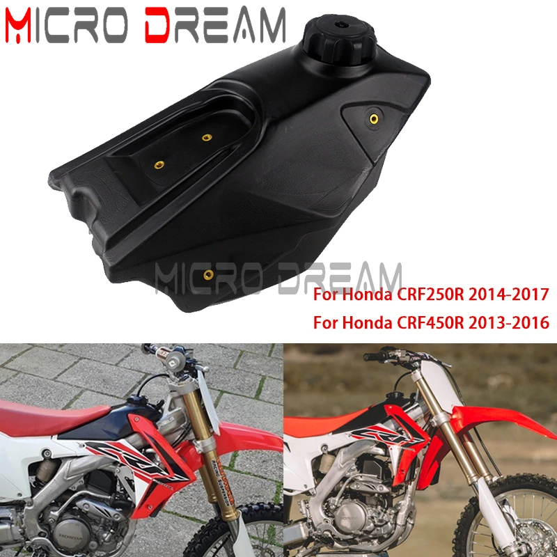 

Motorcross Euduro Dirt Bike Gas Fuel Tank Plastic Petrol Oil Tank Tap Cap Black For Honda CRF450R 2013-2016 CRF250R 2014-2017