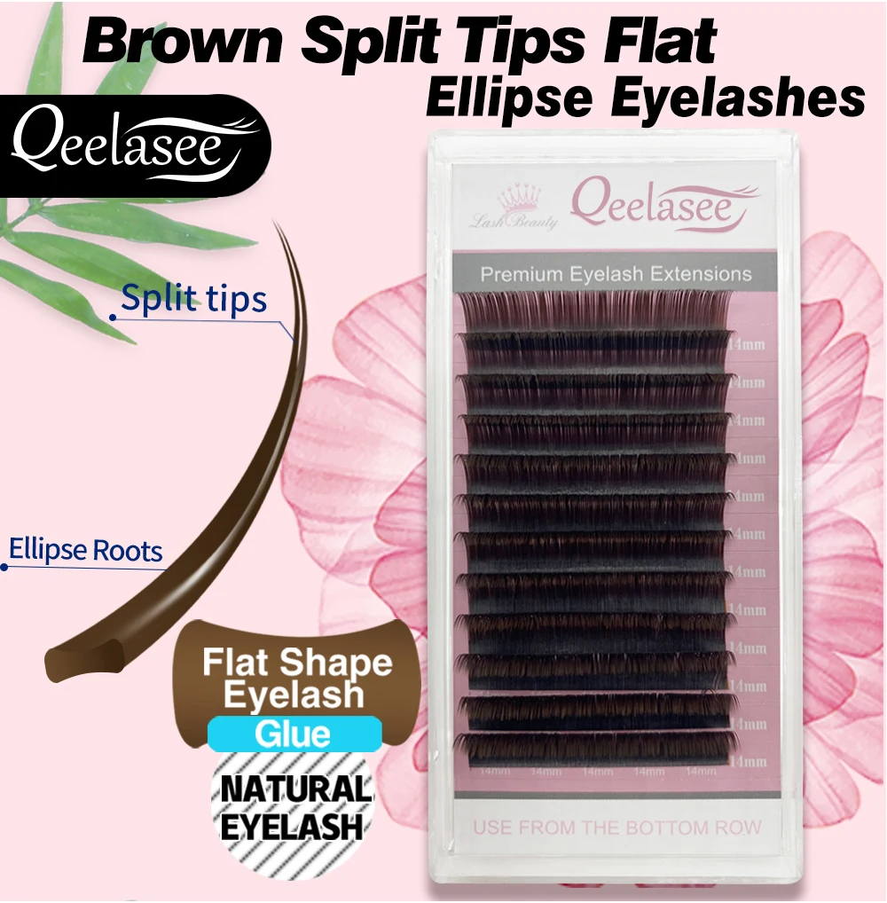 Qeelasee 3 Boxes Premium Matte Ellipse Brown Lash Extensions Bulk Wholesale Split Tip Ellipse Flat Eyelashes False Mink Cilios
Qeelasee 3 Boxes Premium Matte Ellipse Brown Lash Extensions Bulk Wholesale Split Tip Ellipse Flat Eyelashes False Mink Cilios