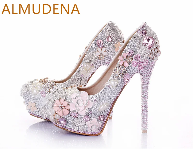 Elegance Wedding Women Shoes Round Toe Thin Heel Platform Pumps Rhinestones Pearl Floral Gorgeous Mature Shoes Super High Heels
Elegance Wedding Women Shoes Round Toe Thin Heel Platform Pumps Rhinestones Pearl Floral Gorgeous Mature Shoes Super High Heels