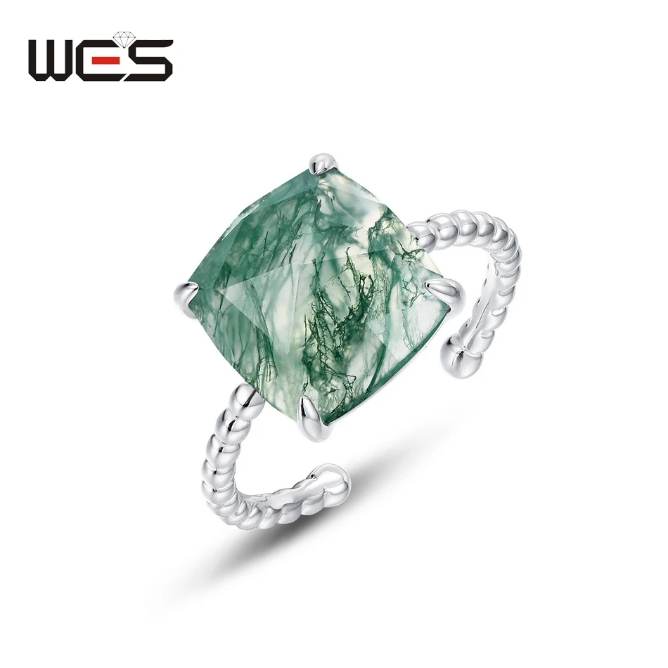 WES 925 Sterling Silver Adjustable Rings for Woman Natural Gemstone 10*10mm Moss Agate Wedding Gifts Fine Jewelry Anniversary
WES 925 Sterling Silver Adjustable Rings for Woman Natural Gemstone 10*10mm Moss Agate Wedding Gifts Fine Jewelry Anniversary