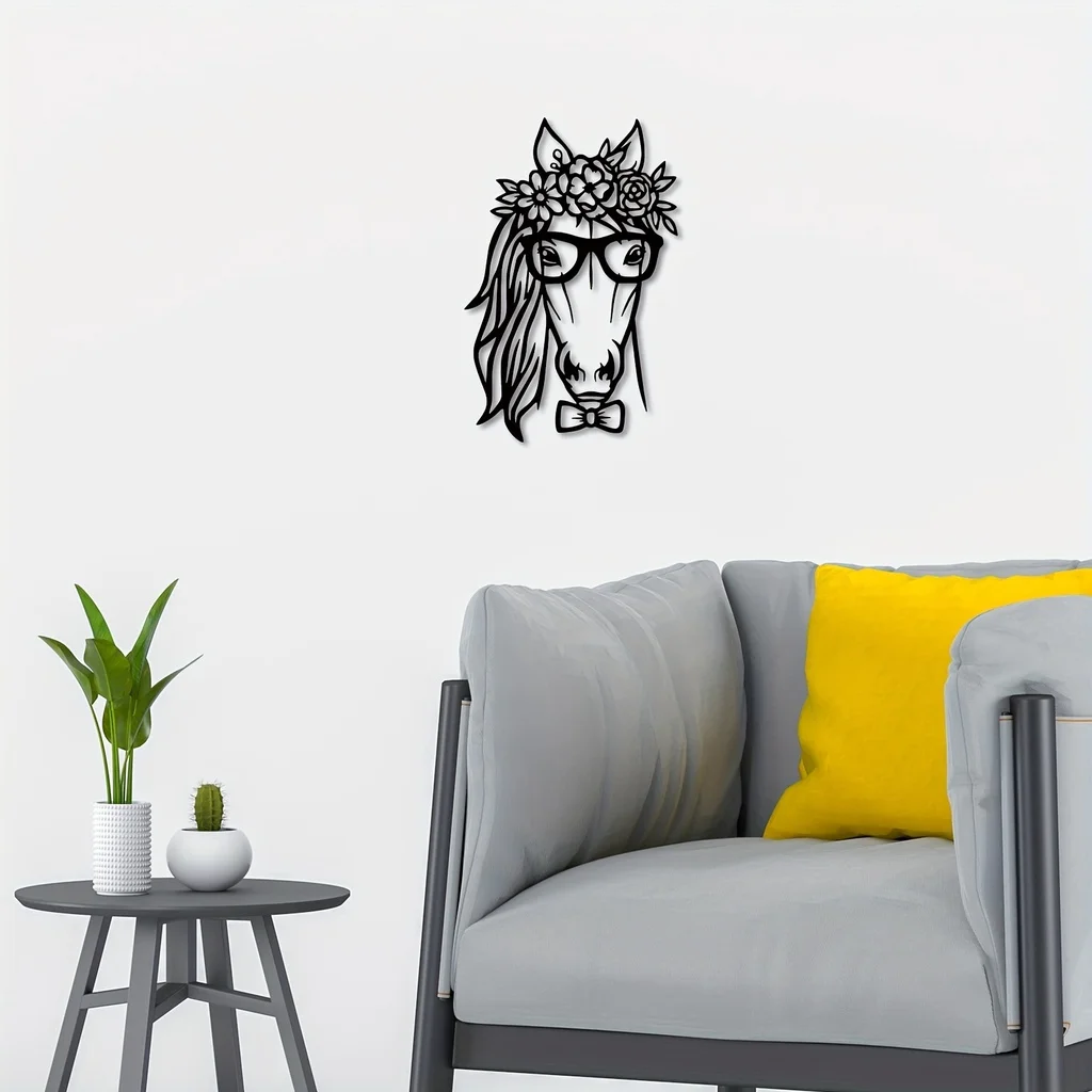 Horse Metal Wall Decor, Unique Horse With Flowers Wall Decor Plaque Steel Art Geometric Bedroom Ornaments Cut Out For Home Gifts
Horse Metal Wall Decor, Unique Horse With Flowers Wall Decor Plaque Steel Art Geometric Bedroom Ornaments Cut Out For Home Gifts