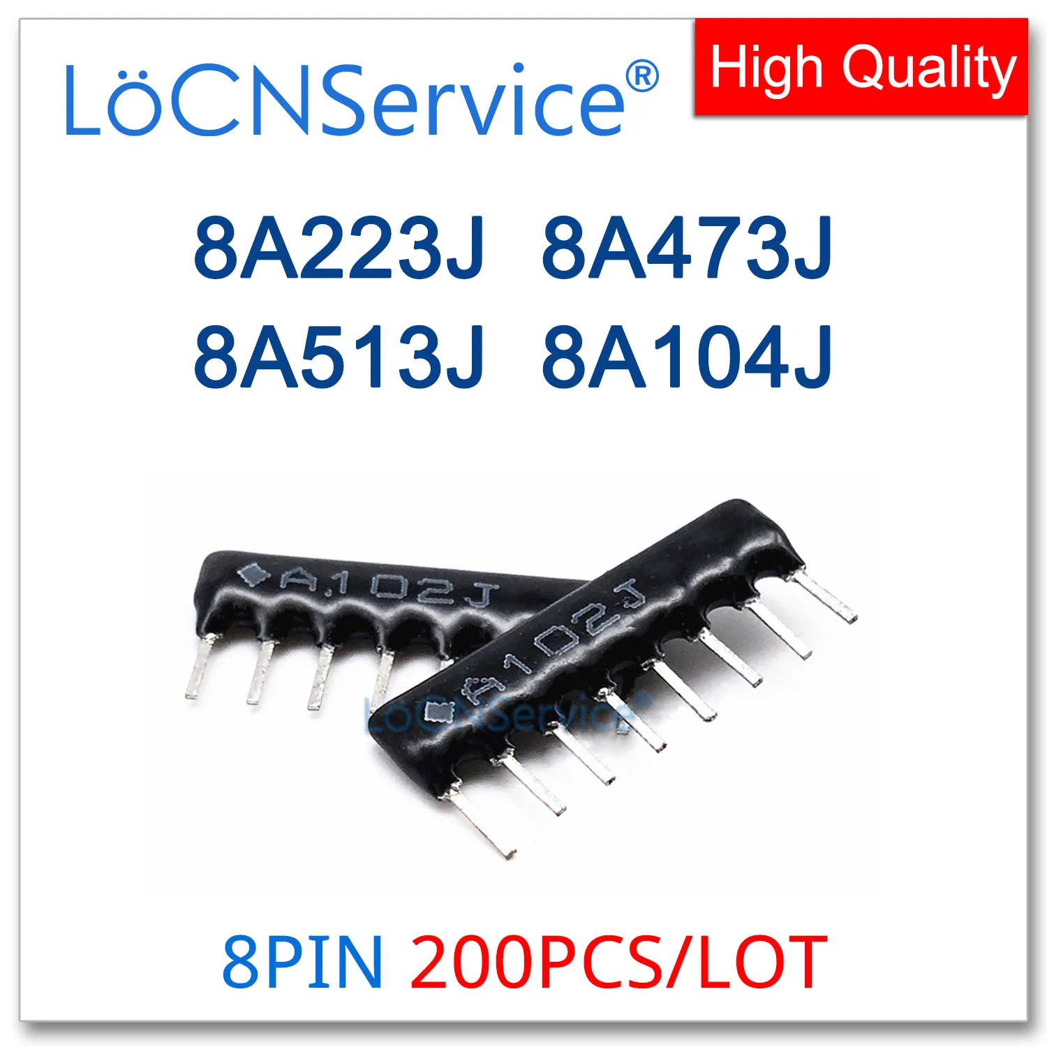 LoCNService 200 шт., 8 контактов, выделяемая сеть, резисторная матрица DIP 8A223J 8A473J 8A513J 8A104J 22K 47K 51K 100K OHM A08
LoCNService 200 шт., 8 контактов, выделяемая сеть, резисторная матрица DIP 8A223J 8A473J 8A513J 8A104J 22K 47K 51K 100K OHM A08