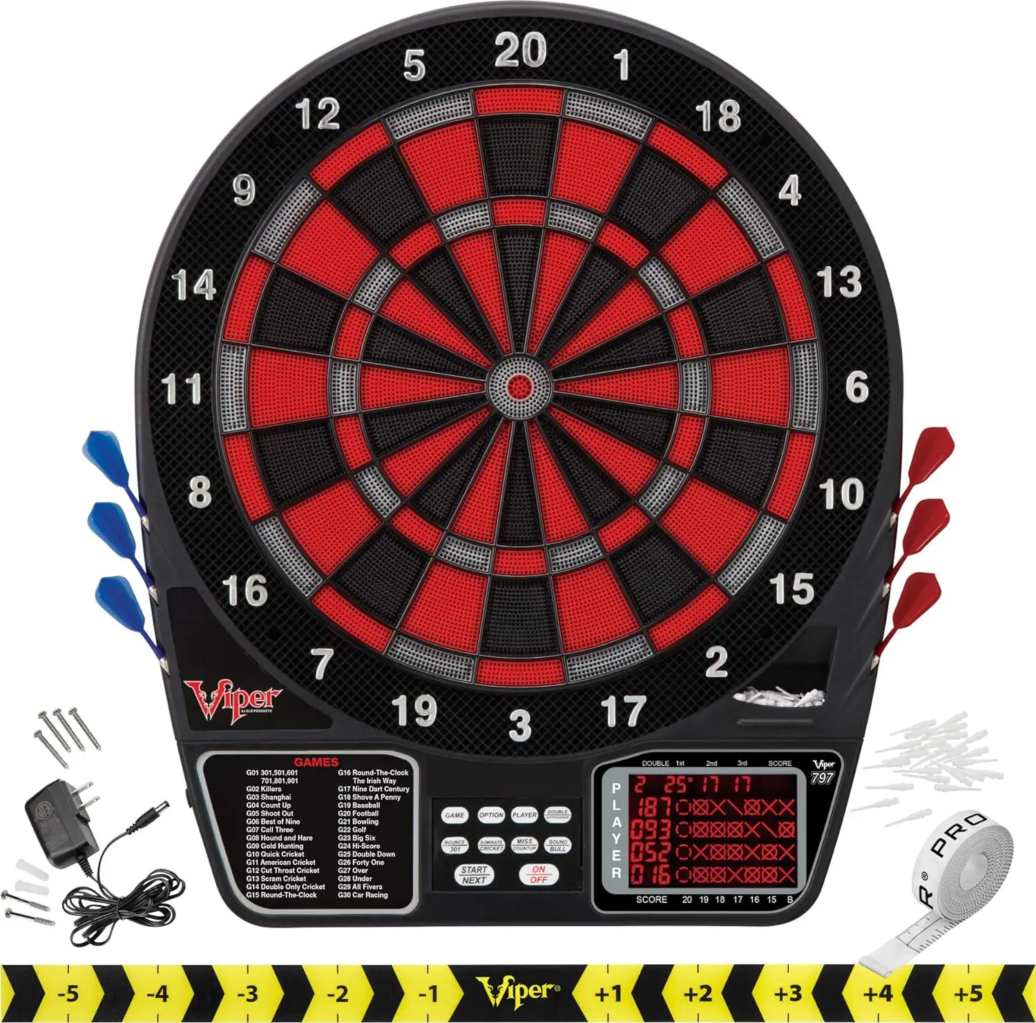797 Electronic Dartboard, Quick Access To 301 And Countup From Button Interface, Extended Catch Ring, 11 Square Inch Scoreboard
797 Electronic Dartboard, Quick Access To 301 And Countup From Button Interface, Extended Catch Ring, 11 Square Inch Scoreboard