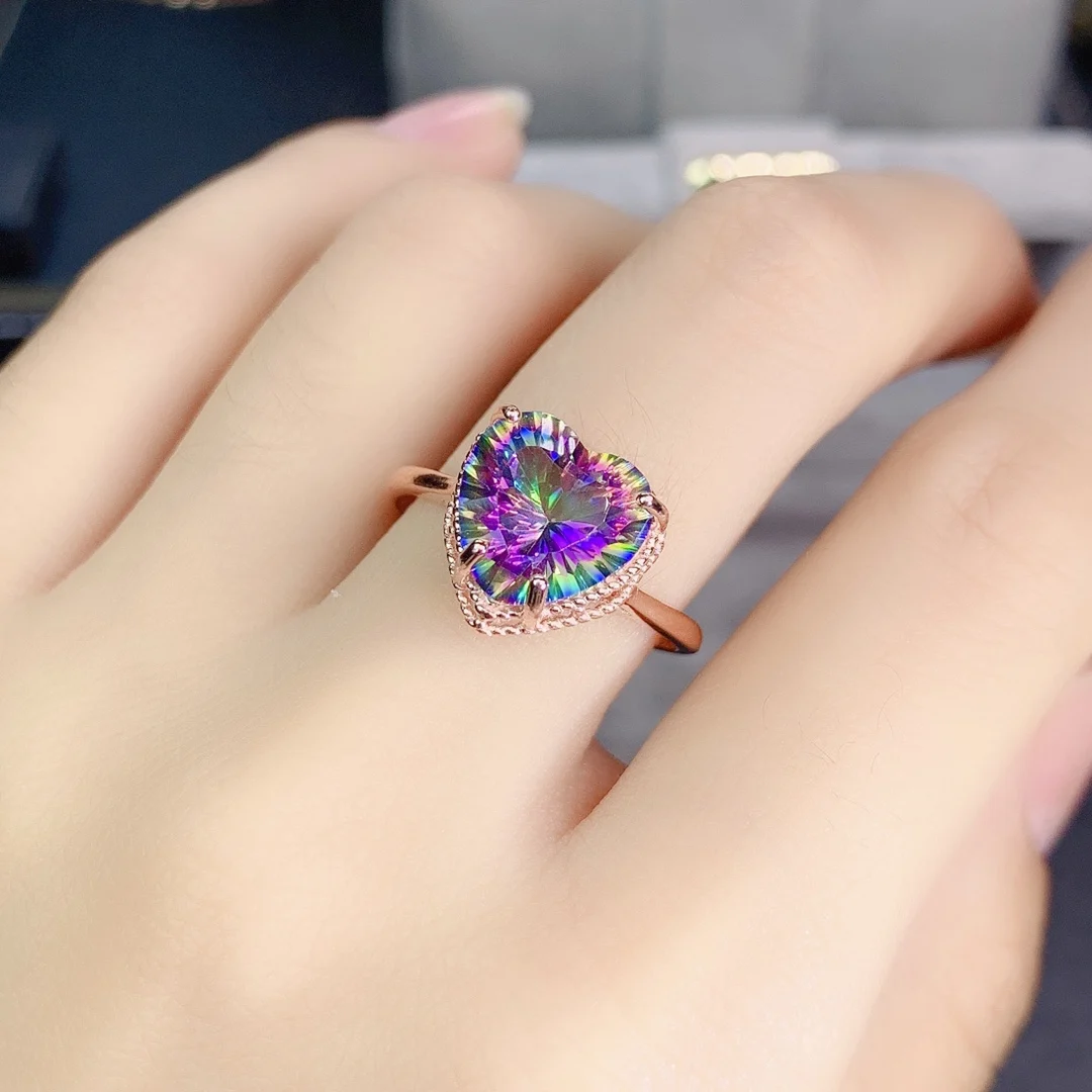 Romantic Heart Shape 925 Sterling Silver Ring Rainbow Mystic Topaz Natural Gemstone Ring For Women Vintage Jewelry Accessories
Romantic Heart Shape 925 Sterling Silver Ring Rainbow Mystic Topaz Natural Gemstone Ring For Women Vintage Jewelry Accessories