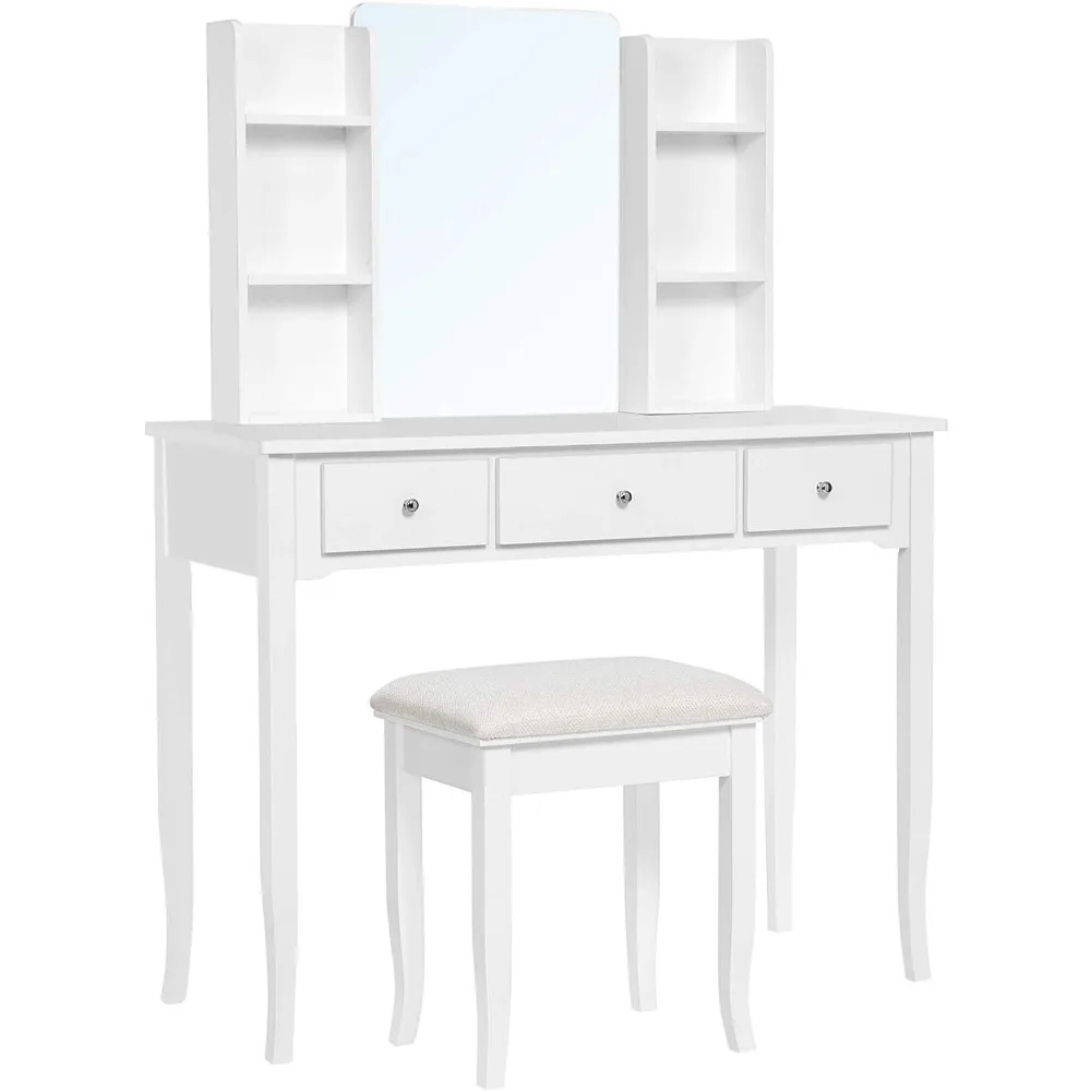 VASAGLE Vanity Set Makeup Dressing Table with Mirror, Cushioned Stool, for Bedroom, 38.6 x 15.9 x 52.6 Inches, White
VASAGLE Vanity Set Makeup Dressing Table with Mirror, Cushioned Stool, for Bedroom, 38.6 x 15.9 x 52.6 Inches, White