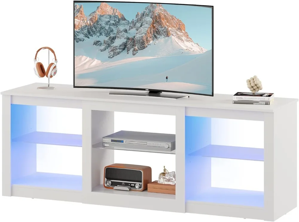 TV Stand with LED Lights for TVs up to 65 inch, Entertainment Center with Glass Shelves, Modern TV Console for Living Room
TV Stand with LED Lights for TVs up to 65 inch, Entertainment Center with Glass Shelves, Modern TV Console for Living Room