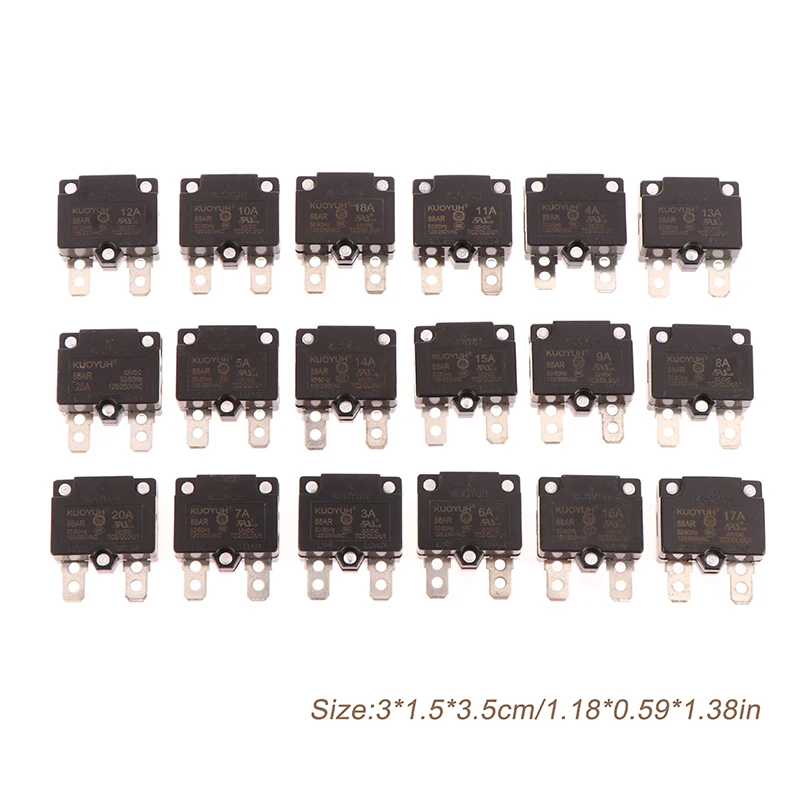 

1PC New 88AR 3A 4A 5A 7A 8A 10A 15A 20A 25A Automatic Reset Circuit Breaker Overload Switch Over Current Protector