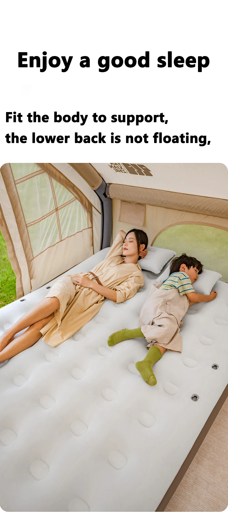 Air Mattress with Backrest & Built-in Pump