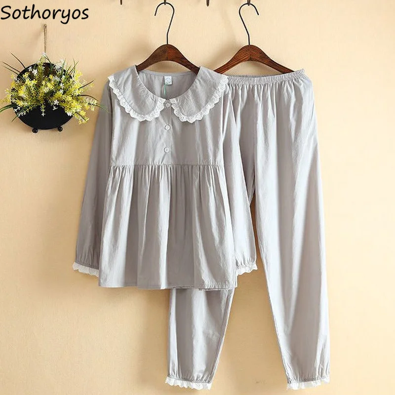 Pajama Sets Women Turn Down Collar Fashion Cozy Patchwork Lovely Design Autumn Sleepwear Basic Loose Ins Leisure Harajuku Ladies
Pajama Sets Women Turn Down Collar Fashion Cozy Patchwork Lovely Design Autumn Sleepwear Basic Loose Ins Leisure Harajuku Ladies