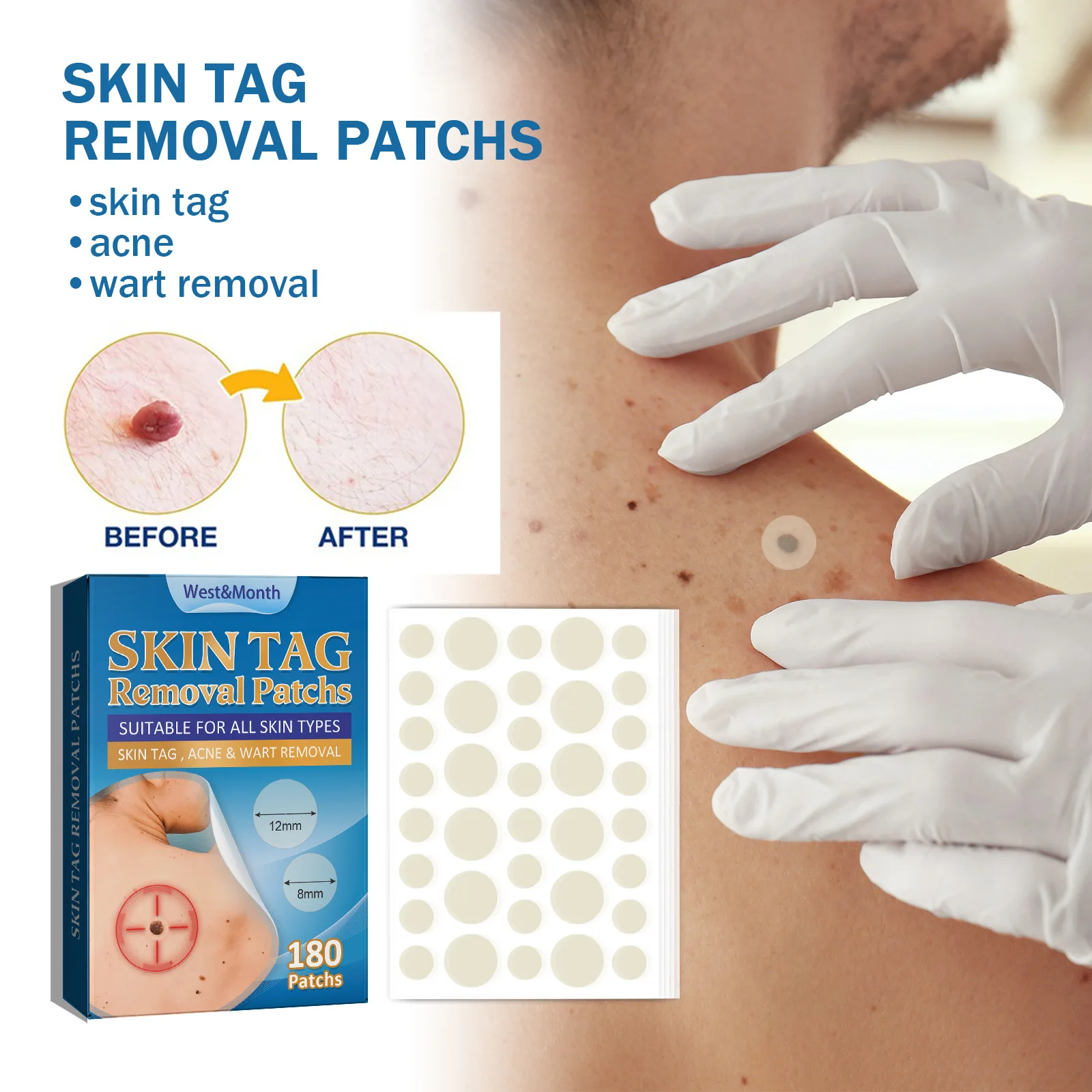 180PCS Skin Wart Remover Patches Polka Dot Remover Patch Warts Patches Painless Warts Remove Stickers Removes Warts Meat Moles
180PCS Skin Wart Remover Patches Polka Dot Remover Patch Warts Patches Painless Warts Remove Stickers Removes Warts Meat Moles