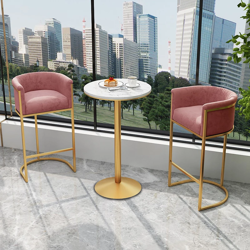 

Modern Luxury Bar Chairs Backrest Kitchen Balcony High Stools Bar Chairs Reception Household Cadeiras Home Furniture WZ50BC