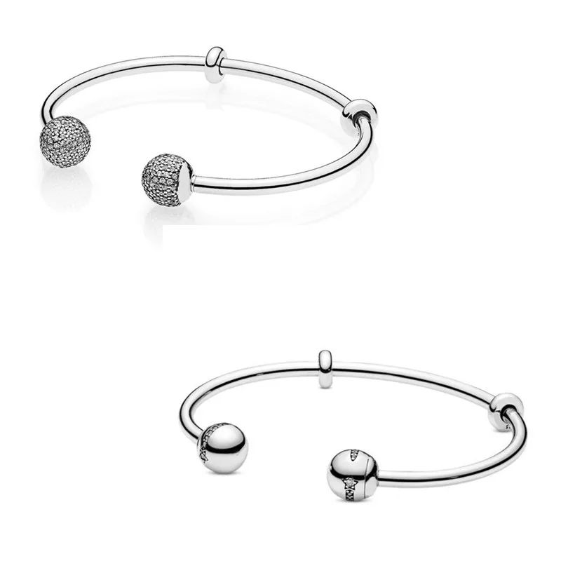 

Original Moments Open Pave Caps With Crystal Bracelet Bangle Fit Women 925 Sterling Silver Bead Charm Fashion Jewelry