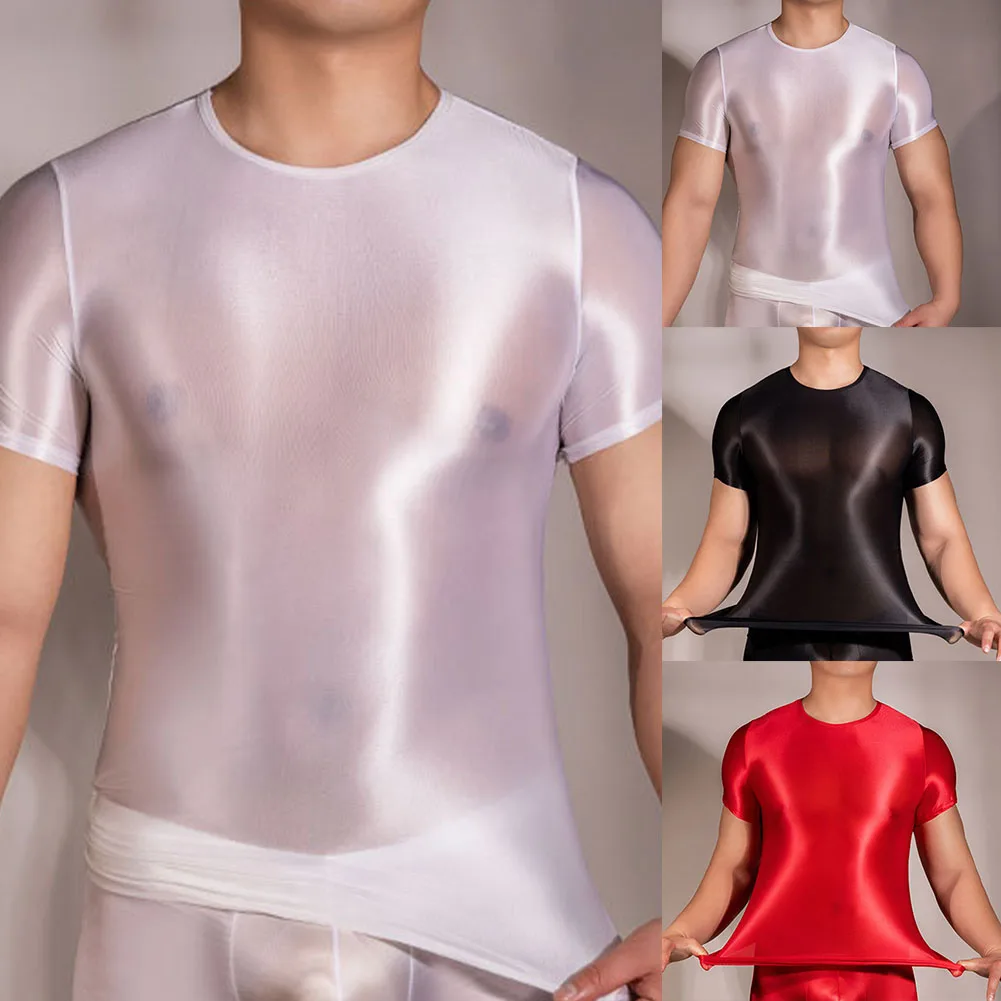 Glossy Smooth T-shirt Mens Sheer Tops Oil Shiny Short Sleeve Slim Fit Tight Tee Shirts Yoga Sportwear Transparent Party Clubwear
Glossy Smooth T-shirt Mens Sheer Tops Oil Shiny Short Sleeve Slim Fit Tight Tee Shirts Yoga Sportwear Transparent Party Clubwear