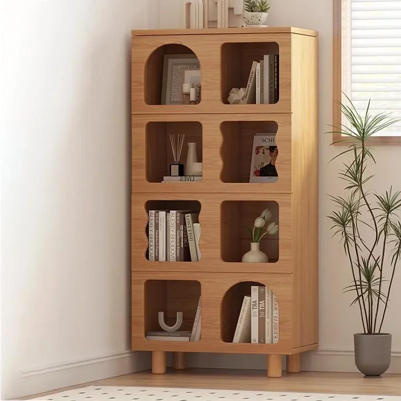 

Шкаф для хранения в промышленном стиле, деревянная модульная Минималистичная книжная полка для журналов, боковой столик, декоративная модульная мебель