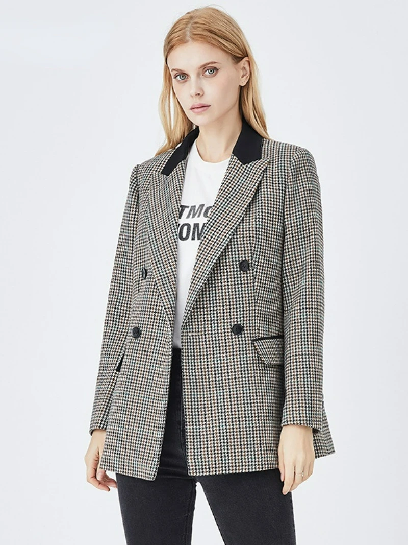 Retro Plaid Suit Jacket Women Autumn Tailored Coat Wool Fashion Slim Coats Casual Business Blazer Jackets Office Lady Blazers
Retro Plaid Suit Jacket Women Autumn Tailored Coat Wool Fashion Slim Coats Casual Business Blazer Jackets Office Lady Blazers