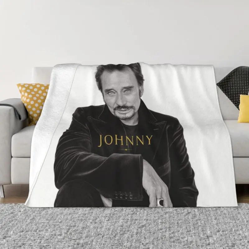 

French Rock Johnny Hallyday Blankets Warm Flannel France Singer Throw Blanket for Home Sofa Office Travel 1