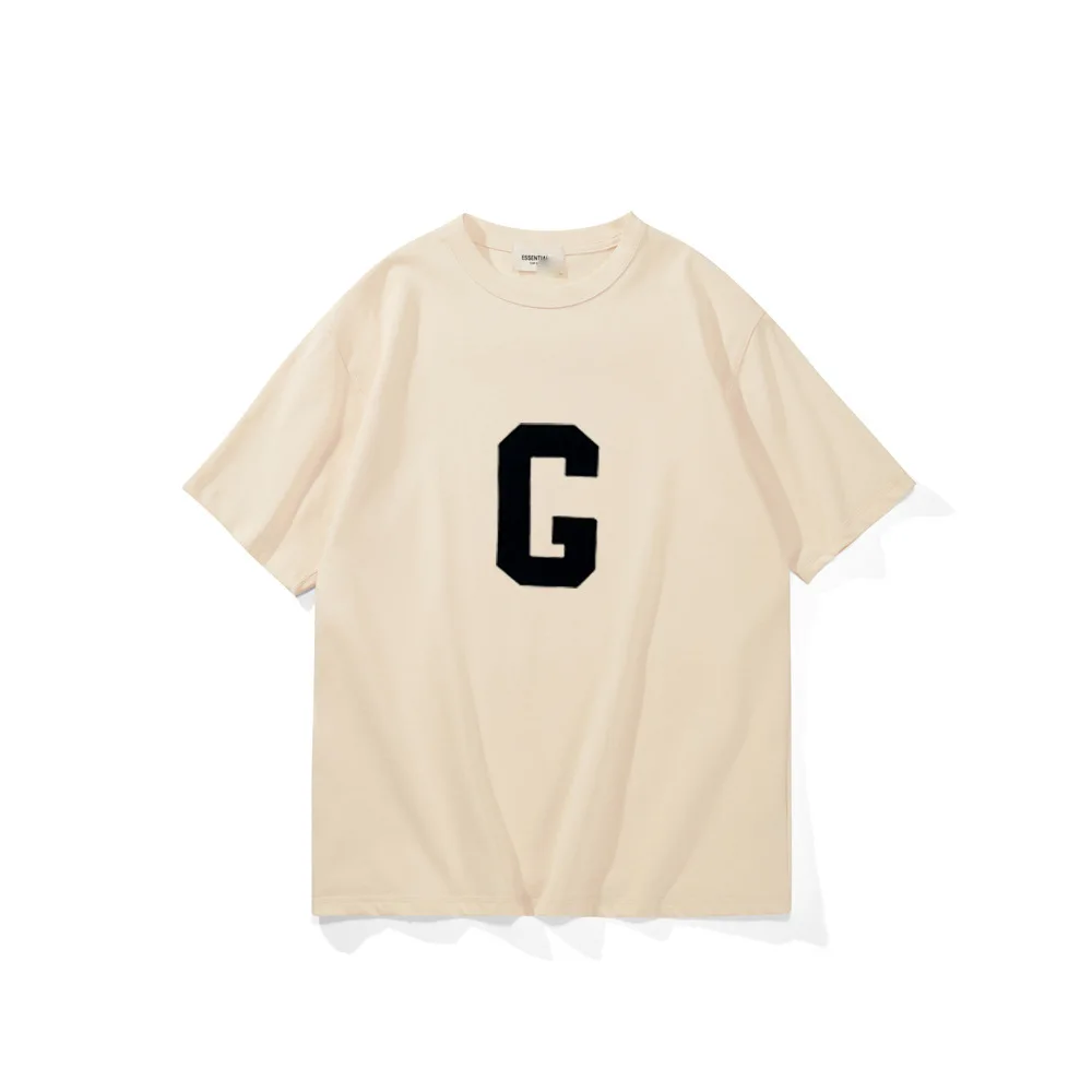 

We77oonee Fashion Brand G Letter Short Sleeve Flocking Men and Women Couple American Style Loose T-shirt Summer