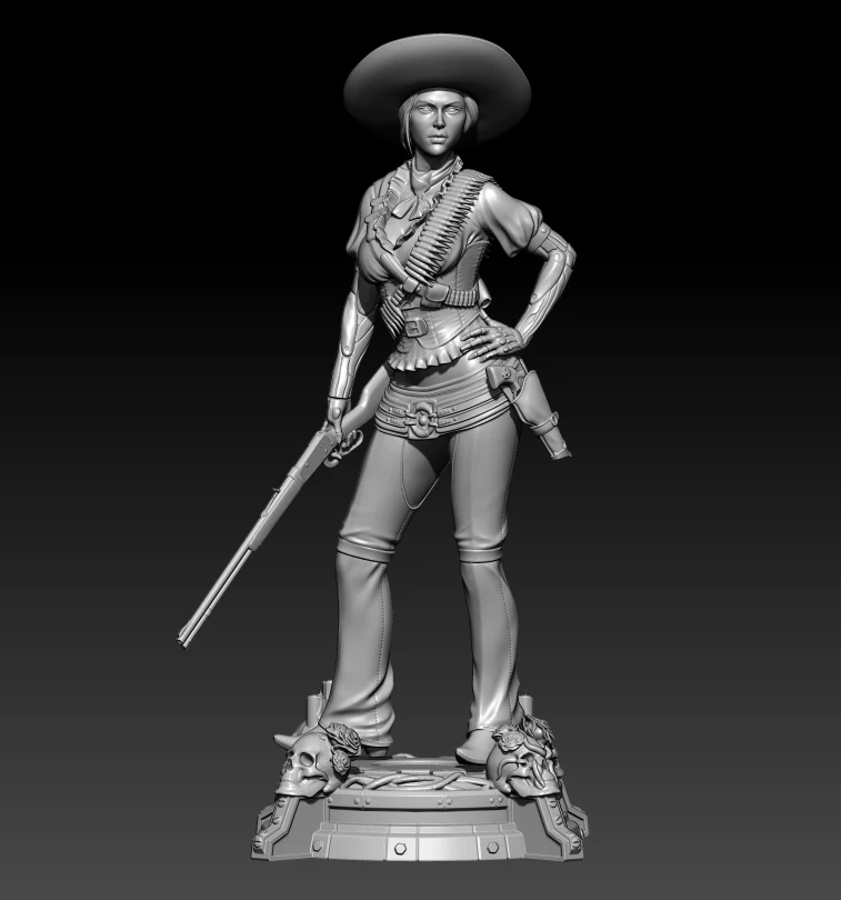 

1/24 75mm 1/18 100mm Resin Model Kits Western Cowboy Girl Figure Sculpture Unpainted No Color RW-765