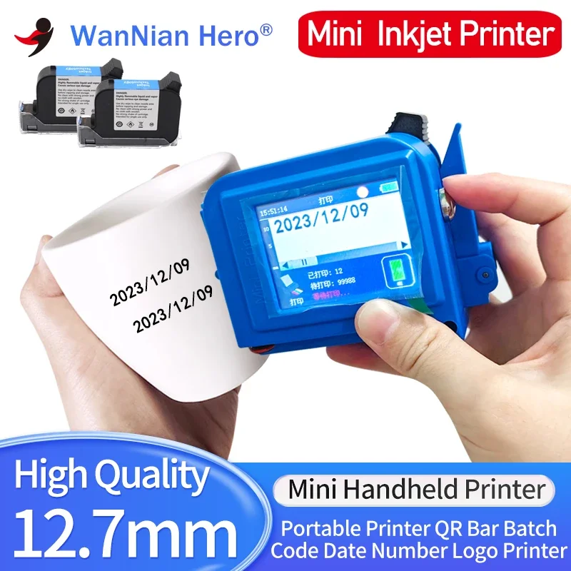 

12.7mm Mini printer Portable Printer QR Bar Batch Code Date Number Logo Expiry 12.7mm Handheld Inkjet Printer Label Mini