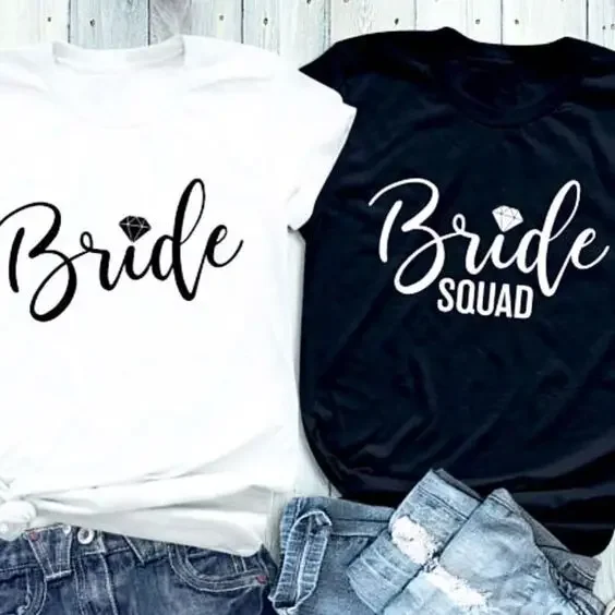 

Bride Squad Women T Shirt Bachelorette Party Fashion Graphic Short Sleeve Tees Harajuku Cotton Shirts O Neck Aesthetic Clothing