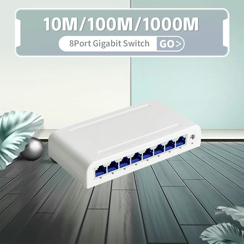 Sd53aaef83d164dbea8e78b285ca98211R 8 Port Gigabit Ethernet Switch10/100/1000Mbps Desktop Network Switch, Plug & Play, Auto MDI/MDIX, RJ45 LAN Hub for Home Office