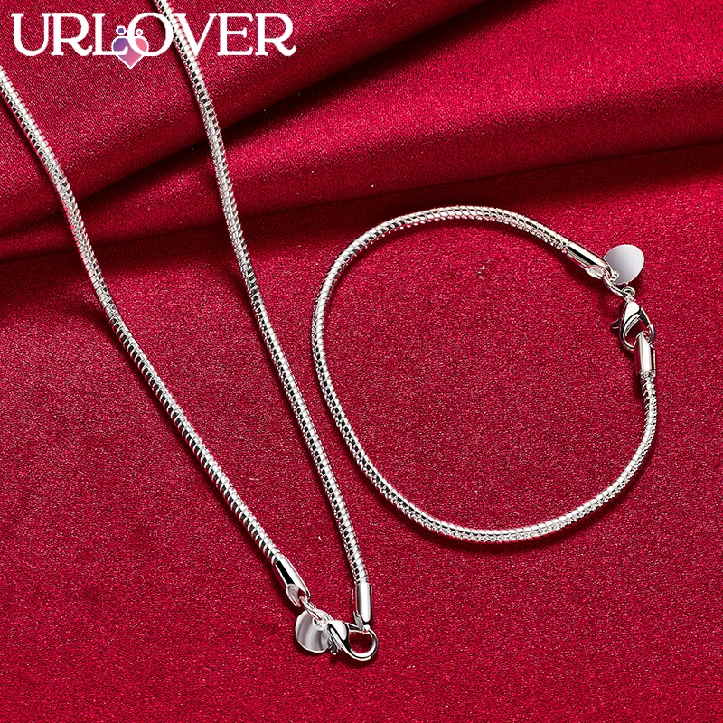 URLOVER 2pcs/lot 925 Sterling Silver 3mm Snake Chain Necklace Bracelets Set For Woman Men Party Birthday Wedding Fashion Jewelry
URLOVER 2pcs/lot 925 Sterling Silver 3mm Snake Chain Necklace Bracelets Set For Woman Men Party Birthday Wedding Fashion Jewelry
