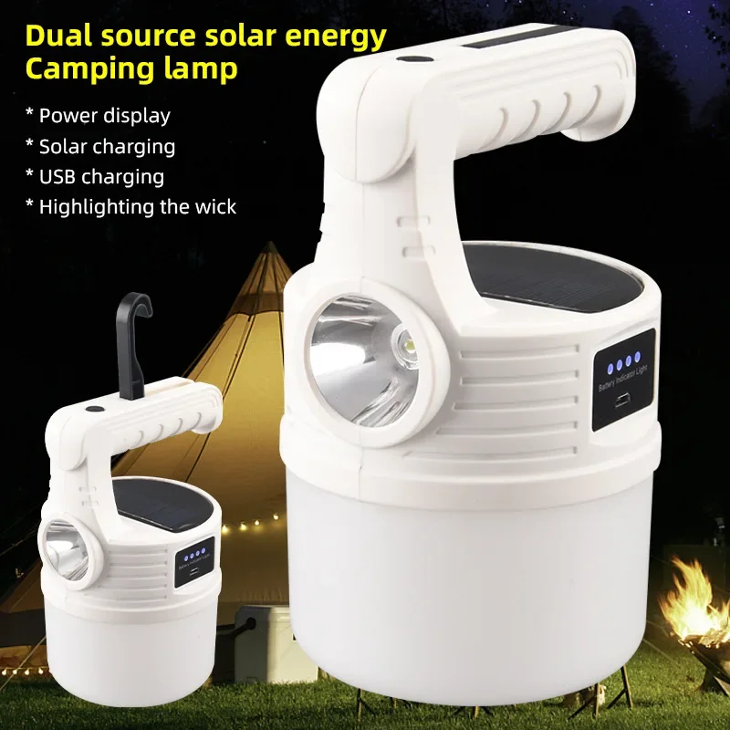 

Solar LED Camping Light USB Rechargeable Bulb Outdoor Waterproof Tent Lamp Portable Lanterns Emergency Lights for BBQ Hiking