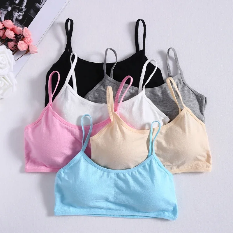 

Young Girls Solid Soft Cotton Bra Puberty Teenage Breathable Underwear Kid Cloth teenage girls clothing 1416years