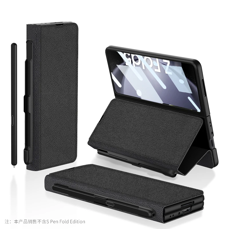 Кожаный чехол-книжка для Samsung Galaxy Z Fold 5, чехол с держателем для ручки, защитные чехлы с передним стеклом
Кожаный чехол-книжка для Samsung Galaxy Z Fold 5, чехол с держателем для ручки, защитные чехлы с передним стеклом