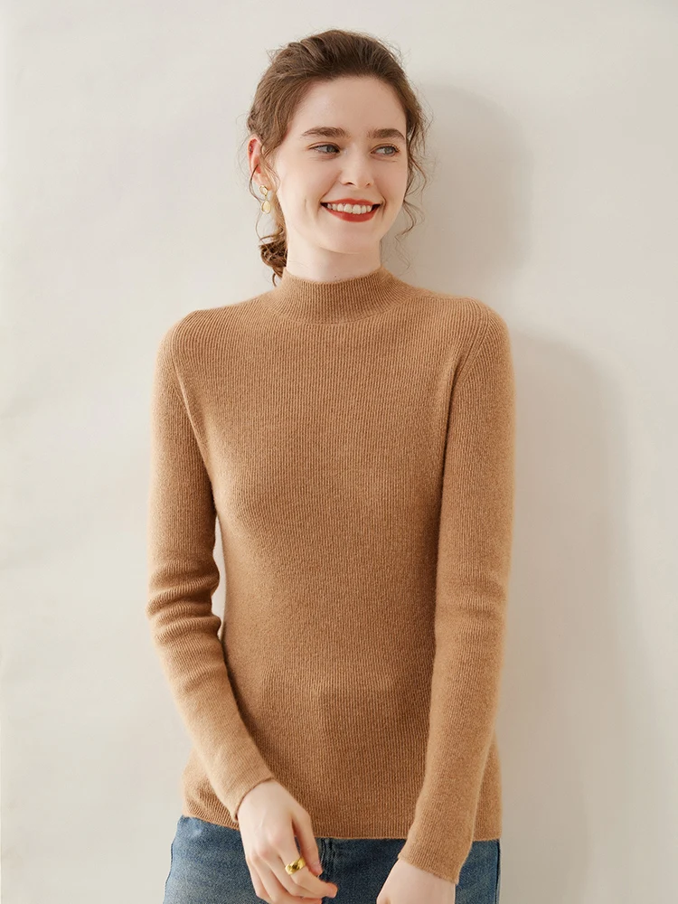Women Half-high Neck Sweater Autumn Winter Slim Basic Bottoming Pullover Pure Cashmere Soft Kniwear Korean Popular Clothes Tops
Women Half-high Neck Sweater Autumn Winter Slim Basic Bottoming Pullover Pure Cashmere Soft Kniwear Korean Popular Clothes Tops