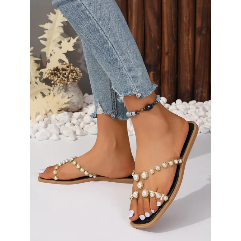 Summer Women's Sandals Fashion Outdoor Flat Beach Sandals Sexy Pearl Bow-knot Shoes Female Clip Toe Flip Flops Slides
Summer Women's Sandals Fashion Outdoor Flat Beach Sandals Sexy Pearl Bow-knot Shoes Female Clip Toe Flip Flops Slides