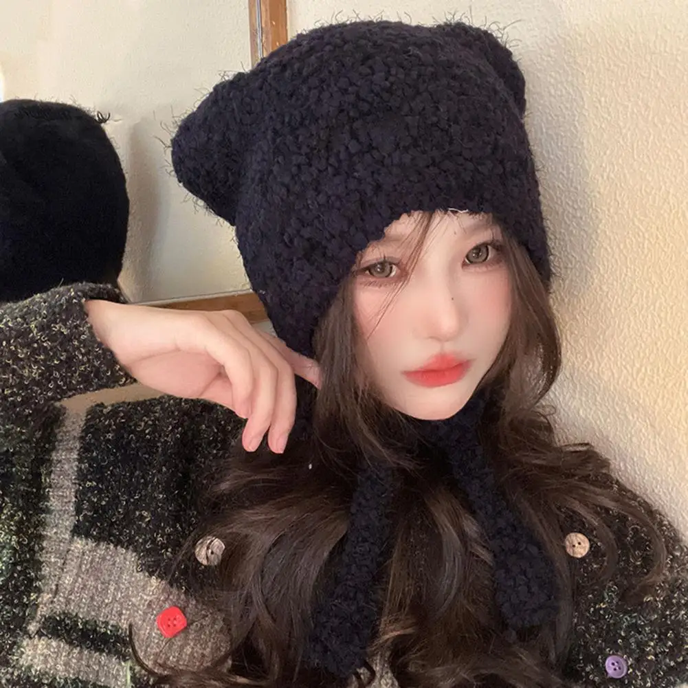 Soft Women Winter Hat Cartoon Bear Head Shape Knitted Warm Elastic Ear Protection Drawstring Decorative Lady Winter Cap Beanie
Soft Women Winter Hat Cartoon Bear Head Shape Knitted Warm Elastic Ear Protection Drawstring Decorative Lady Winter Cap Beanie