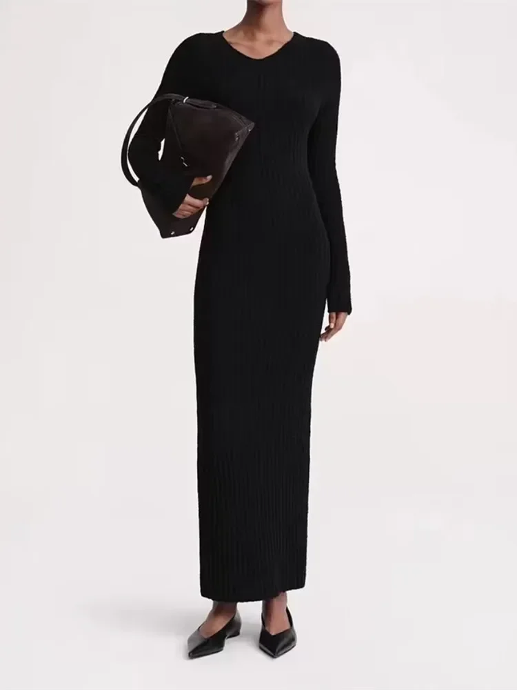 Women Midi Robes Stretch V-neck Slim Fit 2024 Spring New Fashion Knitted Long Dress
Women Midi Robes Stretch V-neck Slim Fit 2024 Spring New Fashion Knitted Long Dress