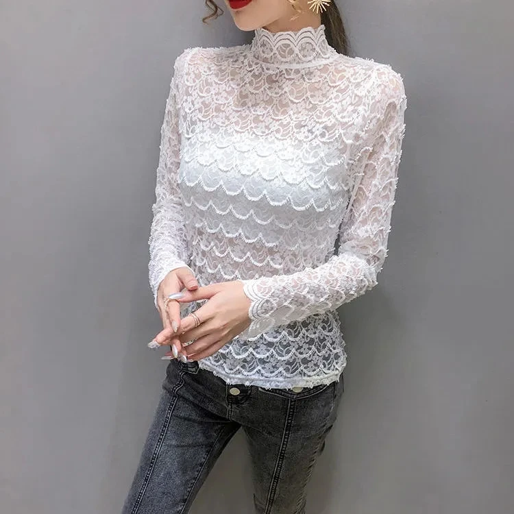 Turtleneck Plus Hollow Lace Blouse Women Autumn Winter New Pullovers Mesh Bottoming Shirt Long-sleeved Tops S-2X
Turtleneck Plus Hollow Lace Blouse Women Autumn Winter New Pullovers Mesh Bottoming Shirt Long-sleeved Tops S-2X