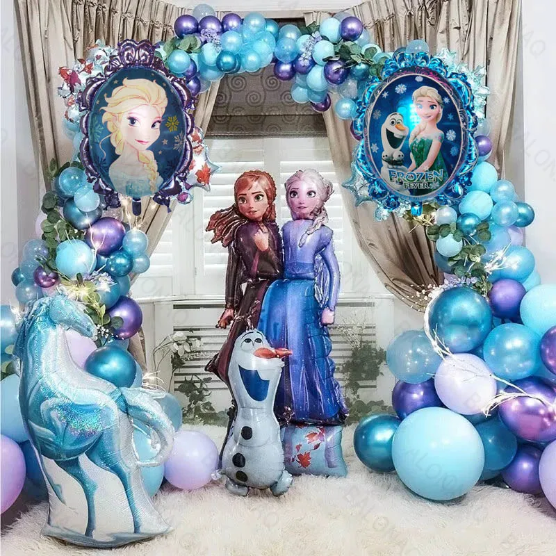 

1set Disney Frozen Theme Balloons Garland Arch Kit Olaf Elsa Princess Aluminium Foil Balloons Snowflake Birthday Party Decors