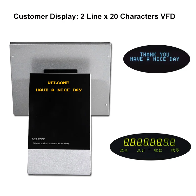 Cash Register 15" Capacitive Touch Screen Display Pos System for Supermarket Single Display Pos Machines terminal with VFD i3
Cash Register 15" Capacitive Touch Screen Display Pos System for Supermarket Single Display Pos Machines terminal with VFD i3