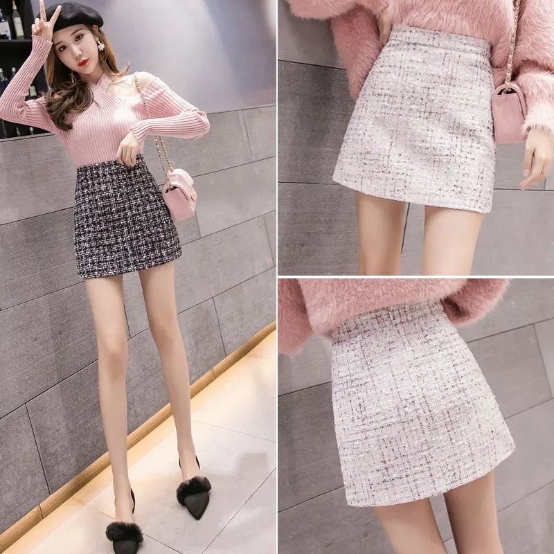 Woolen skirt women's autumn and winter New skirt chic hip skirt high waist plaid skirt
Woolen skirt women's autumn and winter New skirt chic hip skirt high waist plaid skirt