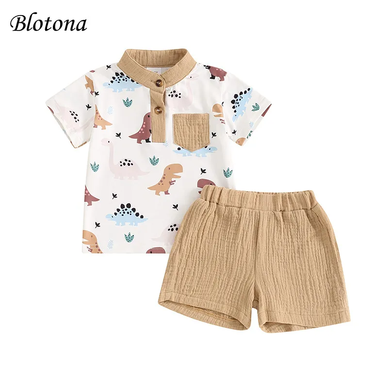 Blotona Baby Boy Summer Outfits Short Sleeve Band Collar Dinosaur Print T-Shirt + Shorts Set Toddler Casual Clothes
Blotona Baby Boy Summer Outfits Short Sleeve Band Collar Dinosaur Print T-Shirt + Shorts Set Toddler Casual Clothes