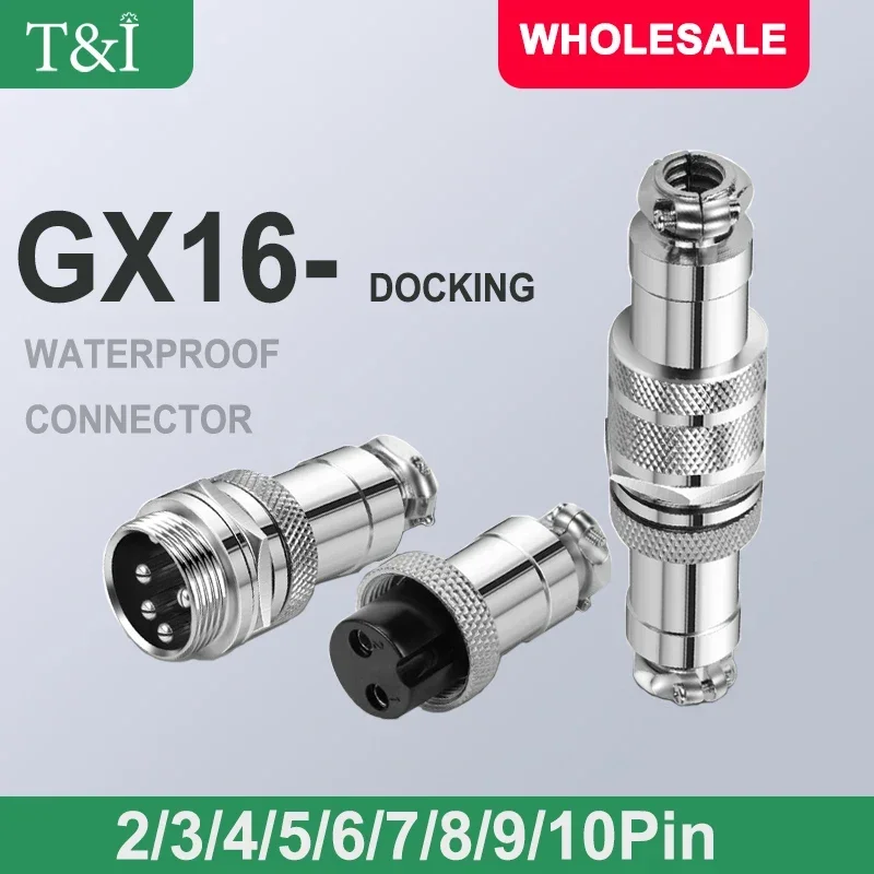 

10 Set GX16 Docking 2 3 4 5 6 7 8 9 10 Pin Male&Female Circular Panel Aviation Connector Butt Joint Plug Socket