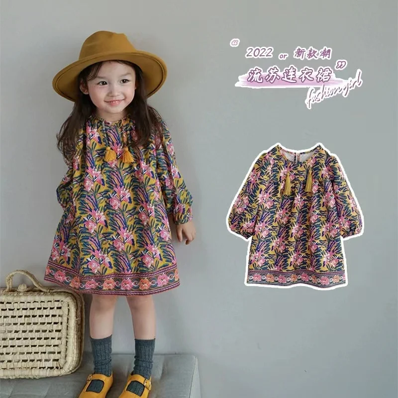 Girls Spring Tassel Dress 2023 Spring New Small And Medium Children Floral Long-Sleeved Child Dress
Girls Spring Tassel Dress 2023 Spring New Small And Medium Children Floral Long-Sleeved Child Dress