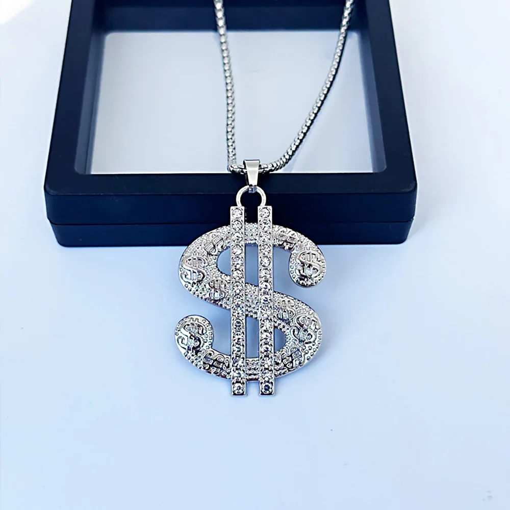 

Luxury US Dollar Symbol Pendant Necklace Rhinestone Women Necklaces Fashionable Choker Jewelry Accessories Lover's Birthday Gift