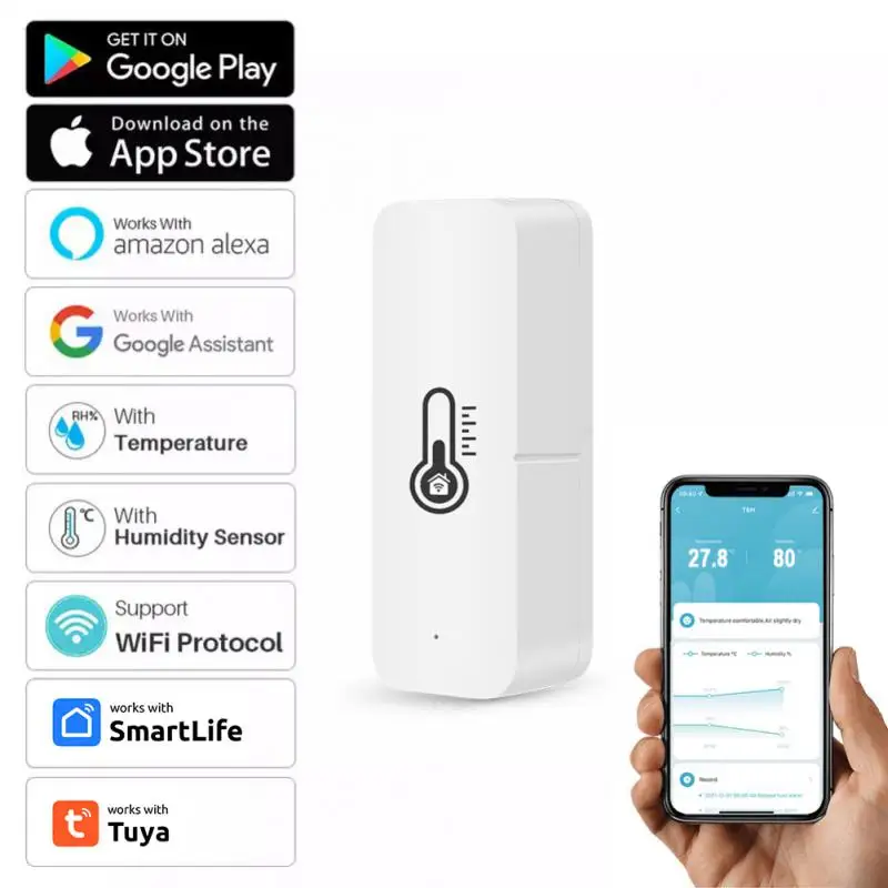 

Tuya Smart Wifi 3.0 Smart Temperature And Humidity Sensor Monitoring Reminder Works Alexa Home Smart Life App etc