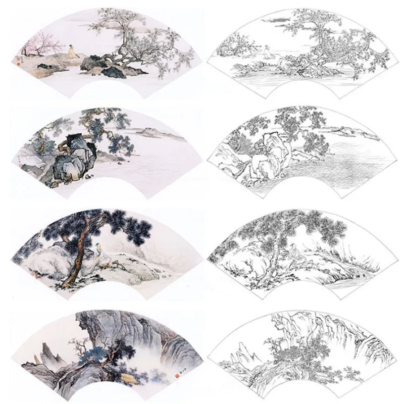 Sun Tianmu Chinese Landscape Figure Painting Manuscript Meticulous Painting Folding Fan Line Draft Beginner Copy Painting Drafts
Sun Tianmu Chinese Landscape Figure Painting Manuscript Meticulous Painting Folding Fan Line Draft Beginner Copy Painting Drafts