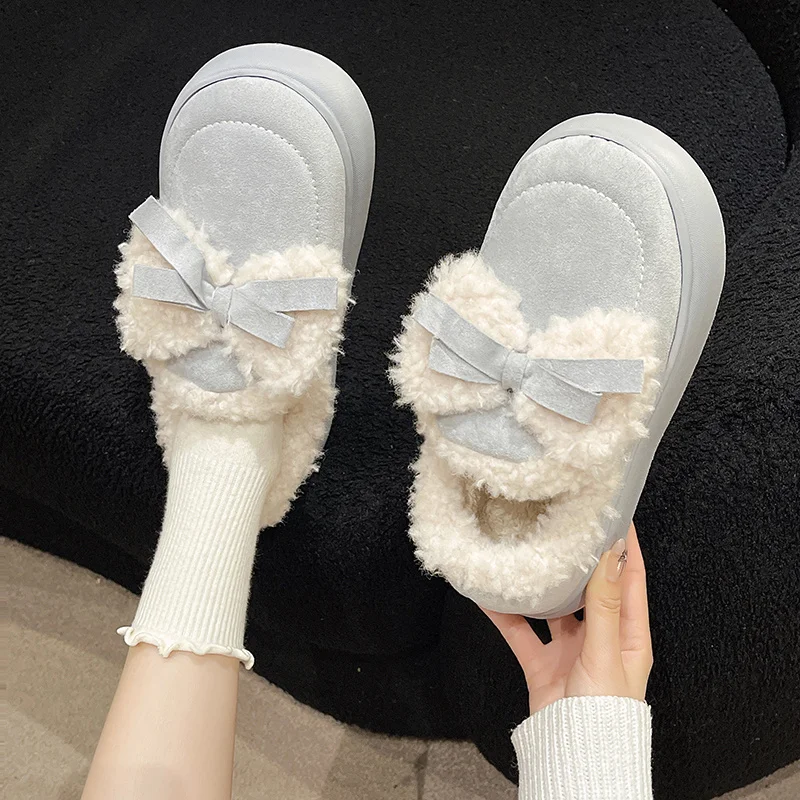 Женская обувь на платформе с бантом и круглым носком, удобная зимняя обувь, платье-бабочка, новинка, до щиколотки