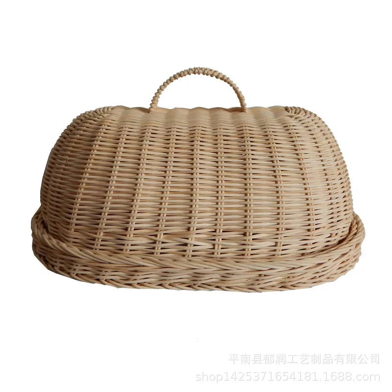 

Japanese Vine Weaving Food Cover Household Kitchen Dust and Insect proof Fruit Bread Storage Basket Cake Bread Cover Vegetable C