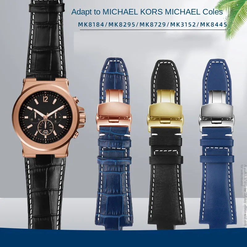 

High quality Genuine Leather Watch Strap For Michael Kors Bracelet Mk 8184 8729 9020 MK8152 MK9020 9026 8296 8445 men WatchBand