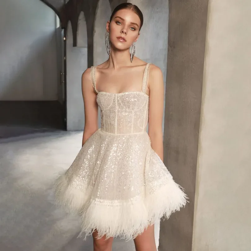 2022 Autumn Women's Party Dinner Sexy Suspender Dresses Feather Sequin Dresses Mujer Vestido
2022 Autumn Women's Party Dinner Sexy Suspender Dresses Feather Sequin Dresses Mujer Vestido