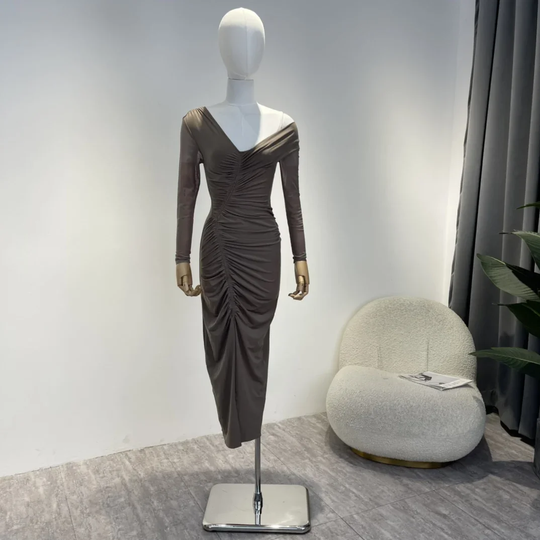 One Shoulder Dress 2022 Autumn New Arrival Ruched Long Sleeve Bodycon Tight Fit Women Clothes
One Shoulder Dress 2022 Autumn New Arrival Ruched Long Sleeve Bodycon Tight Fit Women Clothes