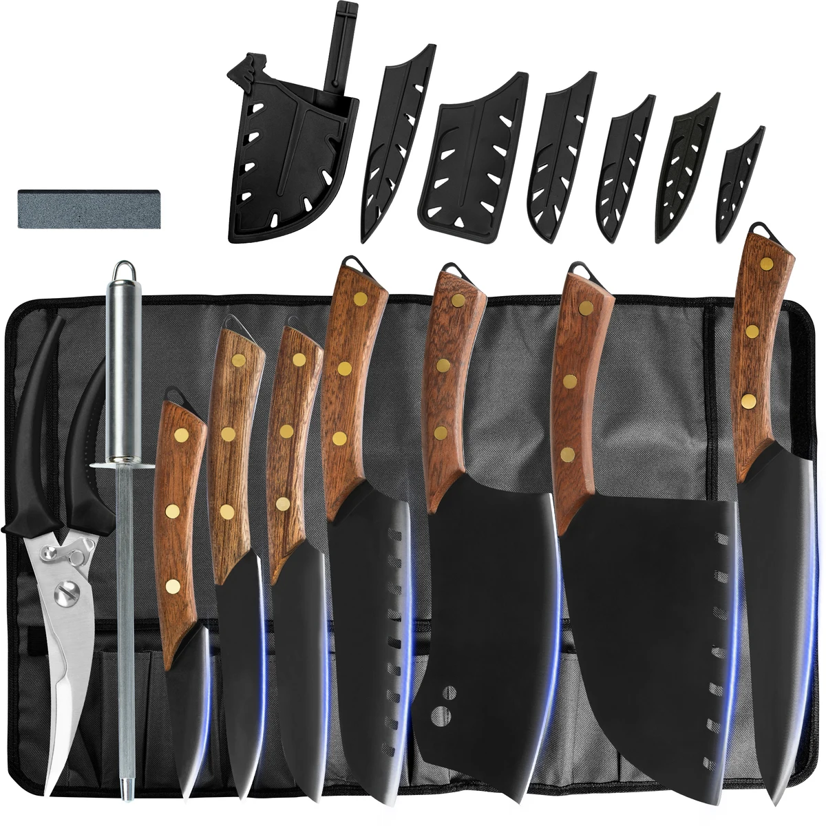 XYj Cleaver Kitchen Knives Set Stainless Steel Black Sharp Blade Butcher Chef Knife Tools Kitchen Kit Wood Handle Knife Gift Set
XYj Cleaver Kitchen Knives Set Stainless Steel Black Sharp Blade Butcher Chef Knife Tools Kitchen Kit Wood Handle Knife Gift Set